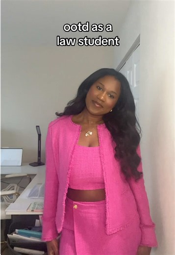 We love a polished and pink study look @Central Park West @Revolve #lawstudentootd #studentfashion #lawtok #studyfit #jdlife