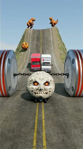Cars & Cargo Vans vs Chained Hydraulic Crush - BeamNG.drive