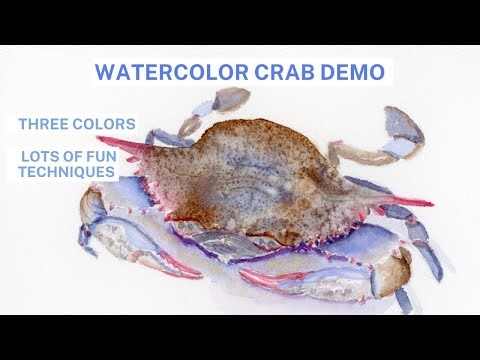 Blue Crab Watercolor Painting Demonstration, a Tutorial for Beginners & More Advanced Artists.