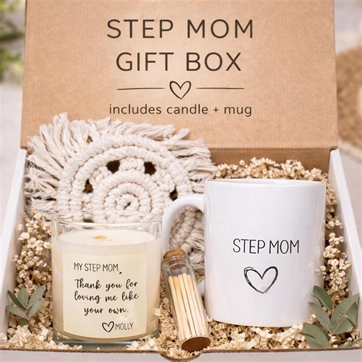 Step Mom Gift Box, Mother’s Day Gift for Stepmom, Bonus Mom Gift, Personalized Candle and Mug Set, Thank You for Loving Me Gift - Etsy