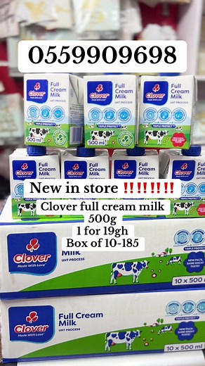 Clover Full Cream Milk Available in Accra