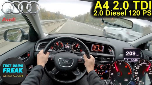 2013 Audi A4 2.0 TDI 120 PS limousine manual | Top speed autobahn POV with fuel consumption