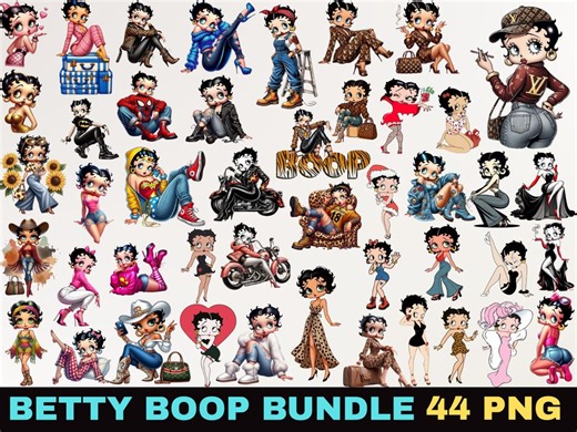 Betty Boop PNG Clipart Bundle | Retro Cartoon Graphics (digital Download) - Etsy
