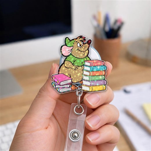 Gus Gus Badge Reel, Cinderella Mouse ID Holder, Cute Disney Badge Reel, Fairy Tale Work ID Reel, Cartoon Mouse Retractable Badge C2C207 - Etsy