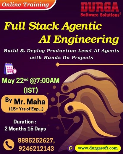 Full Stack Agentic AI Engineering Online Training @ DURGASOFT #durgasoftware #durgasoft #shorts