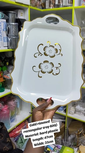 Gold Rimmed Rectangular Tray - Elegant Serving Solution