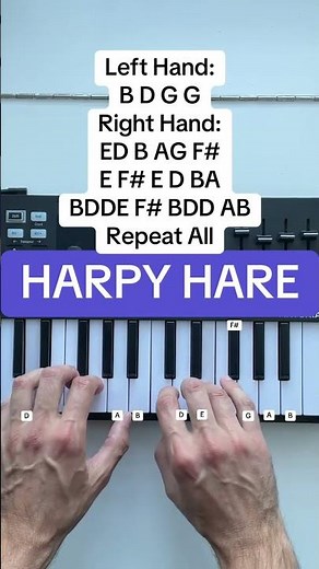 Yaelokre - Harpy Hare (EASY Piano Tutorial With Letter Notes) #harpyhare
