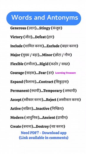 🔥40 Words and Antonyms 🔄 . . #chattingfullform #introducing_yourself_challenge #dailyuseenglishwords #dailyuseenglishsentences #helpingverbs #learningtreasure #emailwritting #ChattingAbbreviations #englishspeakingcourse #LearnEnglish | Learning Treasure