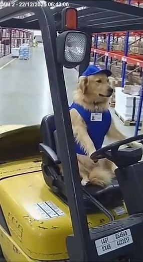 Dog Drives A Forklift! 🐶🛞😂#shorts #dog #funny #forklift
