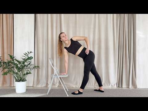 33. Revolved Triangle Pose With Chair