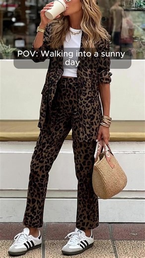 Leopard print two-piece suit