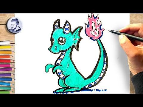 Tuto dessin dragon mignon dessin kawaii facile, comment dessiner un dragon pour les débutants