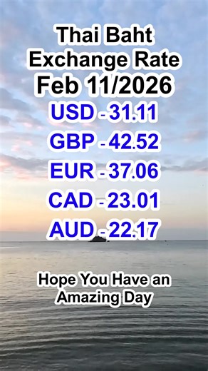 Thai Baht Exchange Rate Feb 11/2026 #thailand #thaibaht #exchange | Life in Thailand