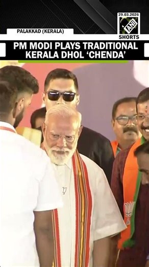 PM Modi plays the traditional Kerala dhol ‘Chenda’ as he begins election campaign in Kerala
