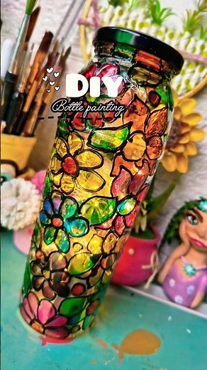 DIY room decor using old glass bottle✨💗🌸#diy #handmade #diyideas #bottleart #viralvideo #trending