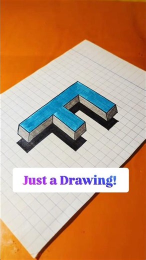 How to Draw a 3D Letter F Easily 🤯 | Optical Illusion #shorts