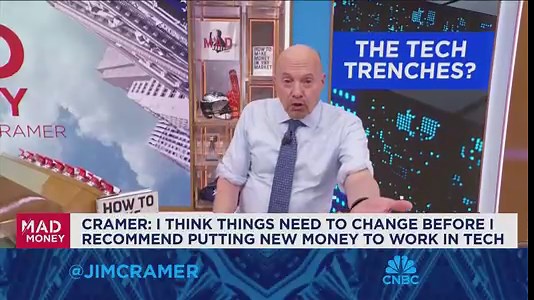 Things need to change before I recommend putting new money to work in tech, says Jim Cramer