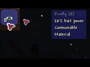 Fireflies are great fishing bait early on, 20% fishing power and caught with Bug Net in Terraria