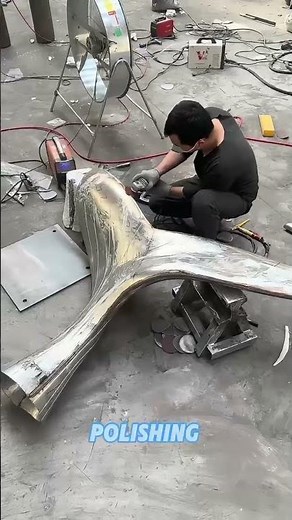 Chinese Sculpture maker reveal how to process a polished steel sculpture