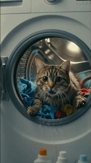 What Will Happen To The Cat In The Washing Machine ?😸🫣