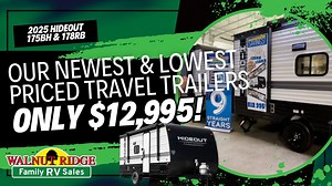Today is your lucky day! We're featuring TWO of our lowest-priced units we have right now- the 2025 Hideout Sport 175BH and 178RB. Both are ONLY $12,995 and under 3k lbs!! 🥳🍀 #rvlife #adventure #camping | Walnut Ridge RV