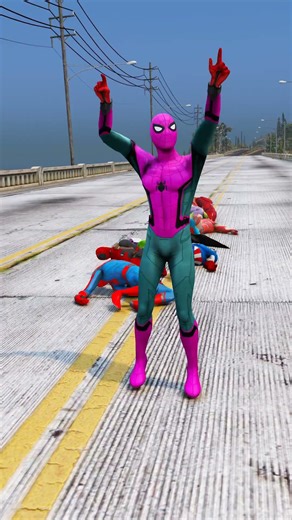 pink spider manSuperHeroes Epic Domino Effect 🤣💓