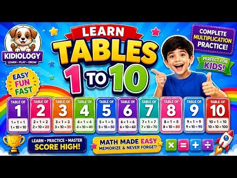 Multiplication Tables 1 to 10 for Kids | Learn Times Tables | Math Practice |1 2 3 4 5 6 7 8 9 10