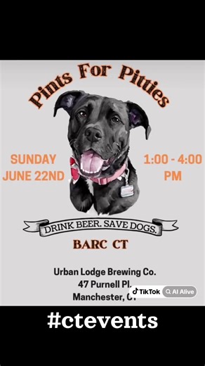#Ctevents #CT #Fyp 𝓢𝓤𝓝𝓓𝓐𝓨 𝓙𝓤𝓝𝓔 22 • 1-4PM • BARC CT’S PINTS FOR PITTIES 🐶 🍺 🎶 • Live Music • Raffles • Adult Beverages & Signature Cocktails • Indoor/Outdoor Seating • Merch • Giveaways • AND SO MANY DOGS! How can you miss it?! The one Summer Kick-Off annual event so good that others had try and to copy it heehee!! 🫢 Join the whole BARC team, volunteers and friends, BRING YOUR DOG & KIDS ARE WELCOME, TOO! **please comment if you’re coming Urban Lodge Brewing post! See you Sunday 6/