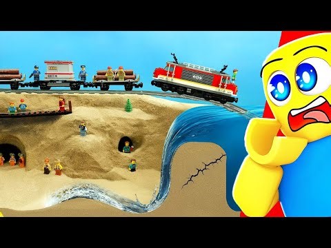 LEGO TRAIN CRASH vs GIANT TSUNAMI