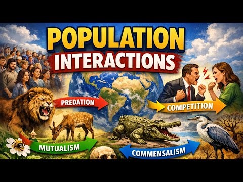 Population interaction | predation | commensalism | comeptition