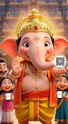 Ganeshji drew a Gpay QR code inside the temple #ganesh #shortvideo #shorts #ai #comedy #devotional