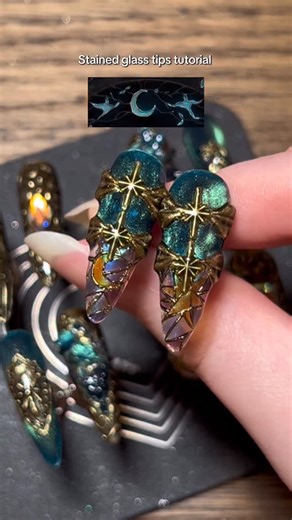 @fairyauranails on Instagram: "Stained-glass tips tutorial Using @jinb_korea poetic moment collection glass syrups from @sweetienailsupply 🧚code FAIRY10 to save🧚"