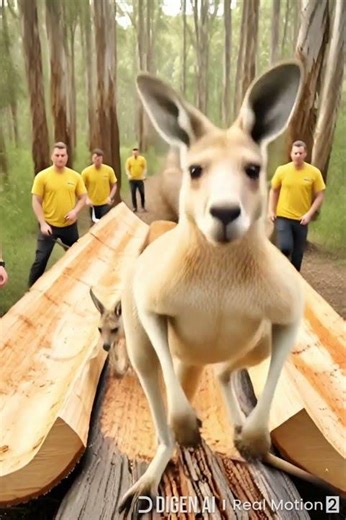 rescue kangaroo from giant log #animals #funny #shorts