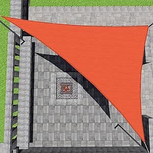 Patio Paradise 17' x 17' x 24' Orange Sun Shade Sail Triangle Right Canopy Shade Cloth for Garden, Heavy Duty Pergolas Cover UV Blocking Fabric for Outdoor Backyard Deck Pool, Customized