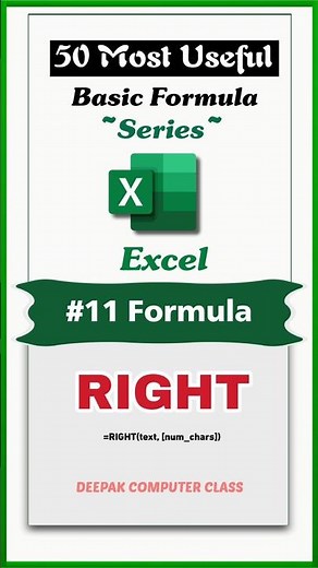 right formula in excel | find last 4 digit of mobile number #excel #shorts #trending