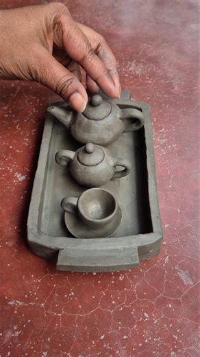 Mini Tea Cup Set Making With Clay #shorts