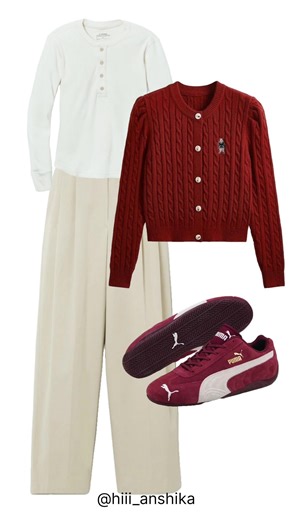 Red Cardigan + Cream Pants Outfit Idea ❤️ | Casual College Look