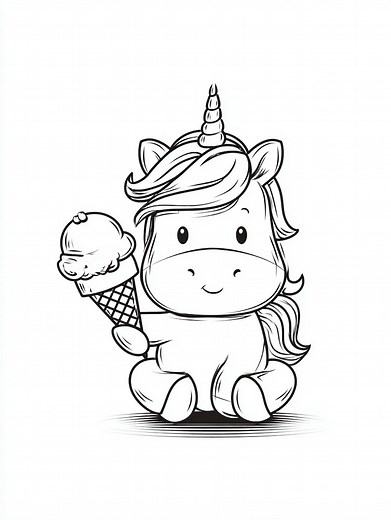 Coloriage licorne kawaii facile et gratuit à imprimer