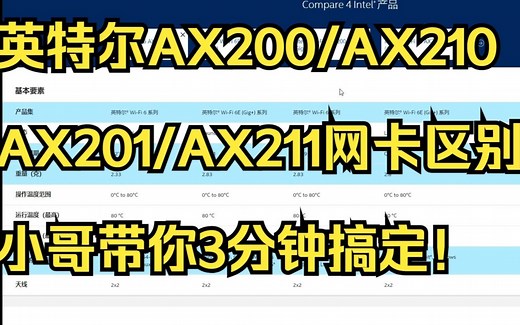 【科普】3分钟搞定英特尔AX200/AX210/AX201/AX211无线网卡区别价格和安装方式！