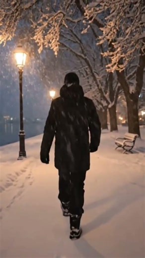 snowy city walkman walking into the citywinter night ambiencecalm snowfall scene#winterwalk #asmr