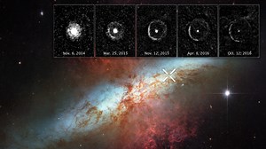 Hubble sees light echoes of supernova explosion in distant galaxy