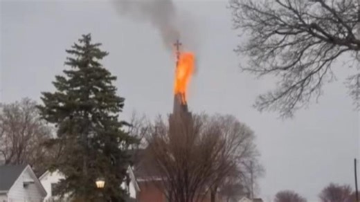 St. Paul steeple catches fire after suspected lightning strike