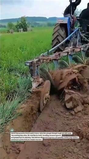 Powerful Tractor Disc Plough Turning Soil Fast 🚜🌱 #Farming #TractorPower #AgriTech