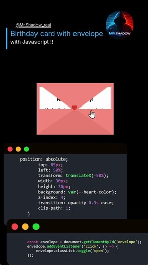 I Built an Interactive Envelope Animation Using Pure HTML CSS 😍#javascript