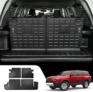 Cargo Mat Compatible with 2010-2024 Toyota 4 Runner 7 Seat Cargo Liner Trunk Mat TPE Back Seat Cover Protector 2023 4Runner Accessories (Fit 7 Seat,Trunk Mat+3rd Row Backrest Mats)