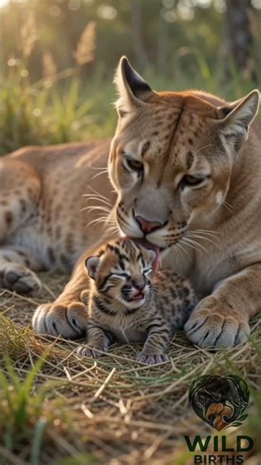 Rare newborn Florida Panther cub with its loving mom! 🐆❤️ #Shorts #Wildlife #Panther