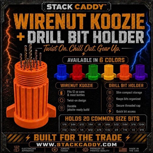 Wirenut Koozie and Drill Bit Holder Combo by Stack Caddy™
