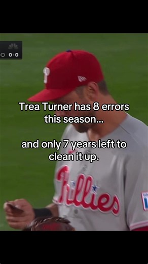 Trea Turner has 8 errors this season… and only 7 years left to clean it up. Phillies fans are trying to laugh through the pain. #phillies #treaturner #philliesbaseball #E6 #baseballplayer