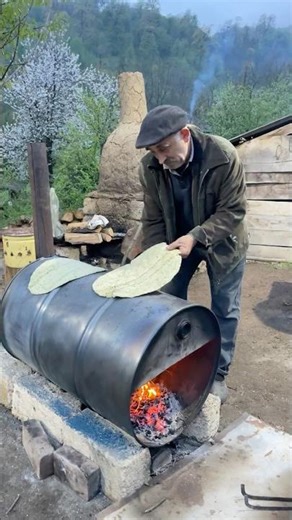 Creative stove idea from an old man - Bakes Wild Onion Bread #cooking