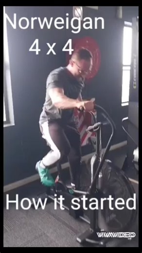 PhyzeekGeek Brendan on Instagram: "The Norweigan 4 x 4 absolutely broke me. The 4 x 4 protocol goes as follows 4 mins at 85-95% of your Heart Rate max 3 mins at 65-75% of your Heart Rate max (active recovery) You do this for 4 rounds. It's a great way to increase your VO2 max. Why do this ? Think of this as building up your engine. You can't be driving a Hilux Bucky with the engine of a city golf. This will help with your recovery and overall cardio vascular health. Give it a shot Big thanks to 